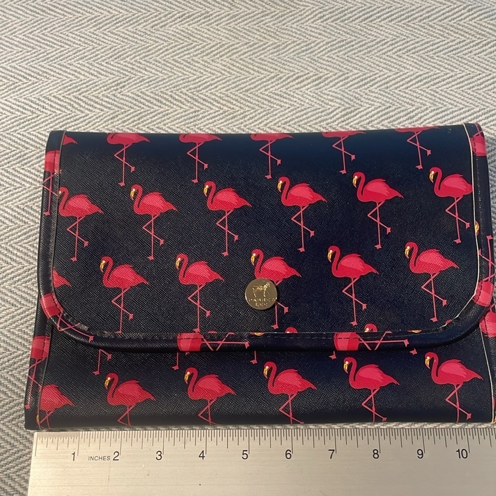 Dabney Lee Navy and Pink Flamingos Hanging Travel case New Without Tags Tropical